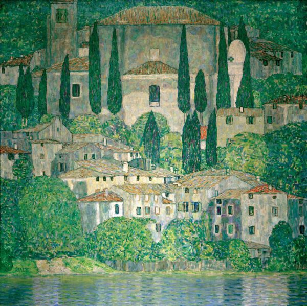 Gustav Klimt "Kirche in Cassone (Landschaft mit Zypressen)" 110 x 110 cm