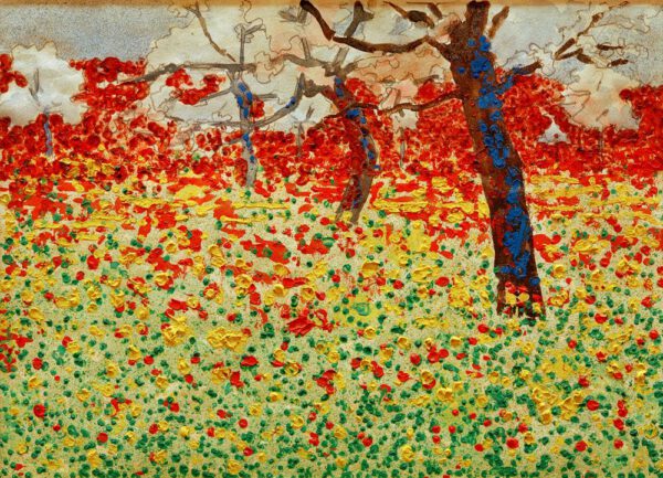 Egon Schiele "Blumenwiese mit Bäumen" 40 x 29 cm