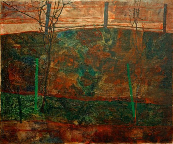 Egon Schiele "Landschaft mit rotem Himmel" 83 x 70 cm