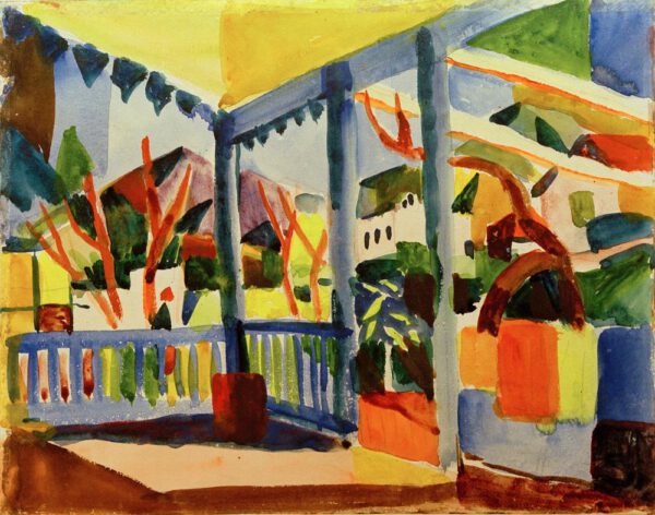 August Macke "Terrasse des Landhauses in St. Germain" 29 x 27 cm