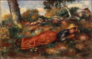Auguste Renoir "Junges Mädchen im Gras liegend " 31 x 20 cm