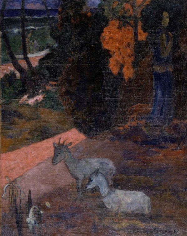 Paul Gauguin "Landschaft mit zwei Ziegen"  73 x 92 cm