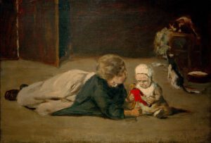 Max Liebermann "Spielende Kinder – Studie" 55 x 38 cm
