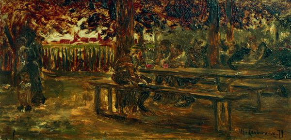 Max Liebermann "Biergarten in Etzenhausen" 26 x 13 cm