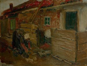 Max Liebermann "Holländisches Bauernhaus mit Frau" 35 x 27 cm