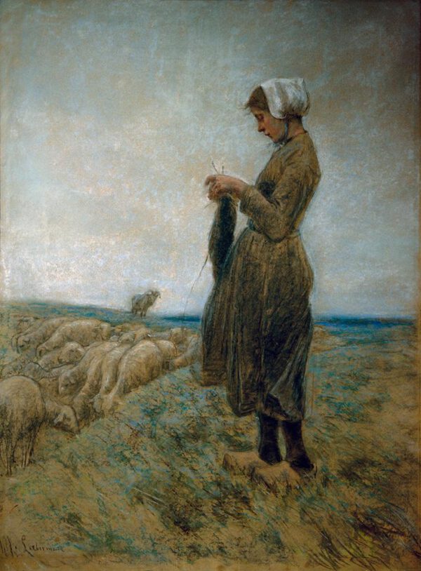 Max Liebermann "Holländisches Hirtenmädchen (Strickende Schafhirtin)" 68 x 92 cm