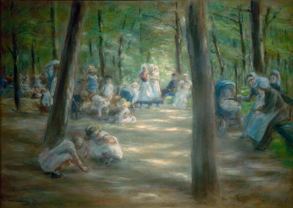 Max Liebermann "Kinderspielplatz im Berliner Tiergarten" 77 x 56 cm