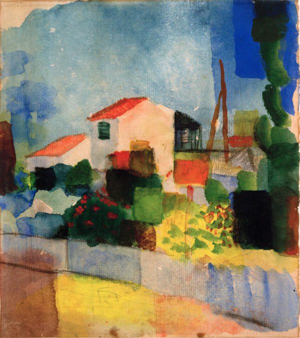 August Macke "Das helle Haus (1. Fassung)" 22 x 25 cm