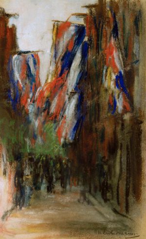 Max Liebermann "Holländische Straße mit Fahnen" 13 x 20 cm