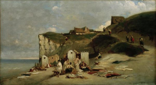 Spitzweg Carl "Badende Frauen am Meer bei Dieppe" 65 x 37 cm