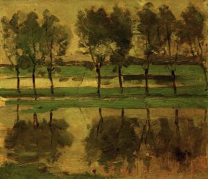 Piet Mondrian "Weidenbäume mit Sonne" 35 x 31 cm