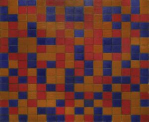 Piet Mondrian "Damebrettkomposition dunkle Farben" 102 x 84 cm