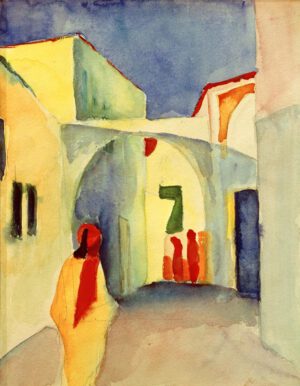 August Macke "Blick in eine Gasse in Tunis" 23 x 29 cm