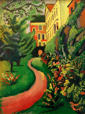August Macke "Unser Garten mit blühenden Rabatten" 48 x 64 cm