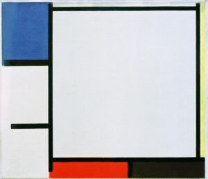 Piet Mondrian "Composition with blue yellow red black and grey" 49 x 42 cm
