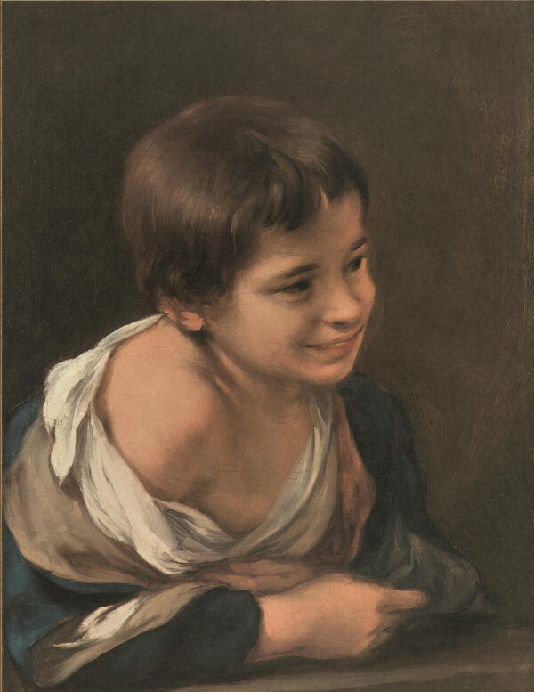 Esteban Murillo “An der Türschwelle lehnender Bube” 39 x 52 cm