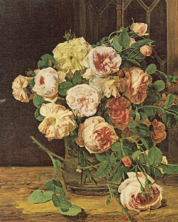 F. G. Waldmueller "Rosen in Glasvase" 40 x 50 cm